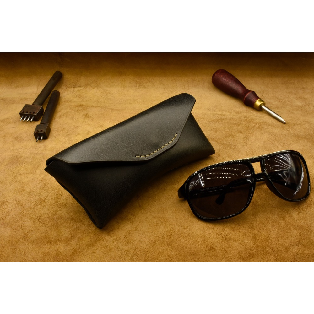 Campers Leather Premium Deri Gözlük Kabı Antrasit Siyah