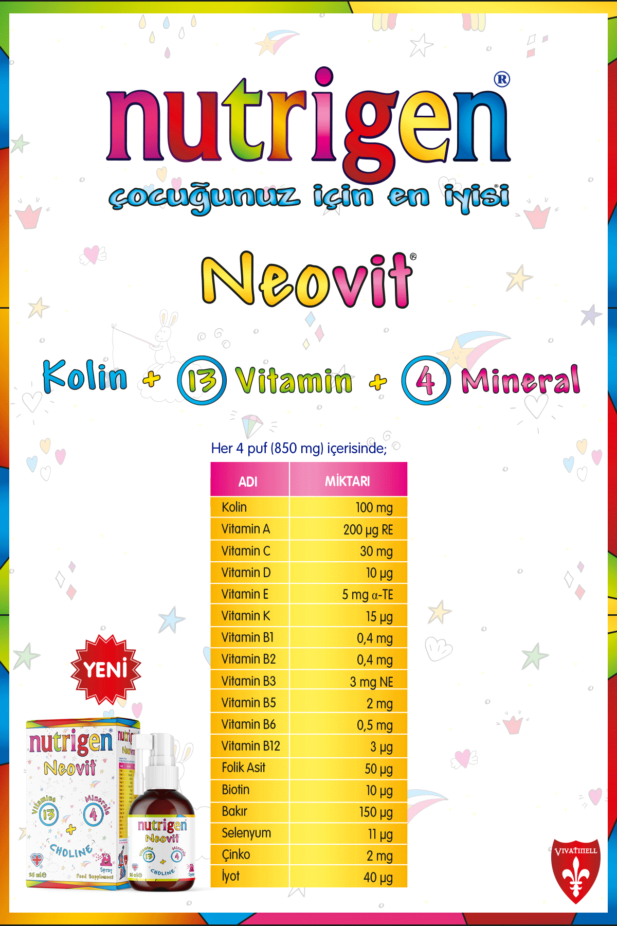 Nutrigen Neovit Neonatal Kolinli Vitamin Mineral Oral Sprey 25 Ml