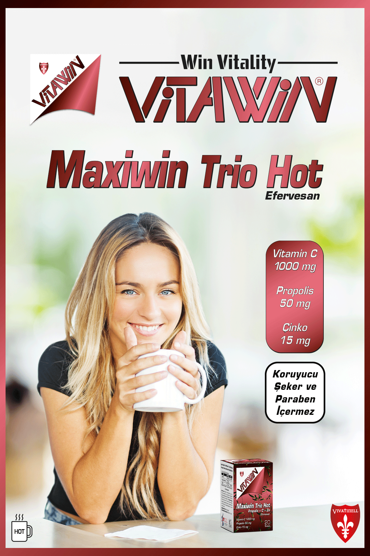 Vitawin Maxiwin Trio Hot 50 Mg Propolis 1000 Mg C 15 Mg Çinko Efervesan Saşe 20 Saşe